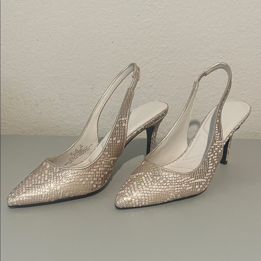 Karl Lagerfeld Metallic Snake Print Rosalyn Slingback Pump